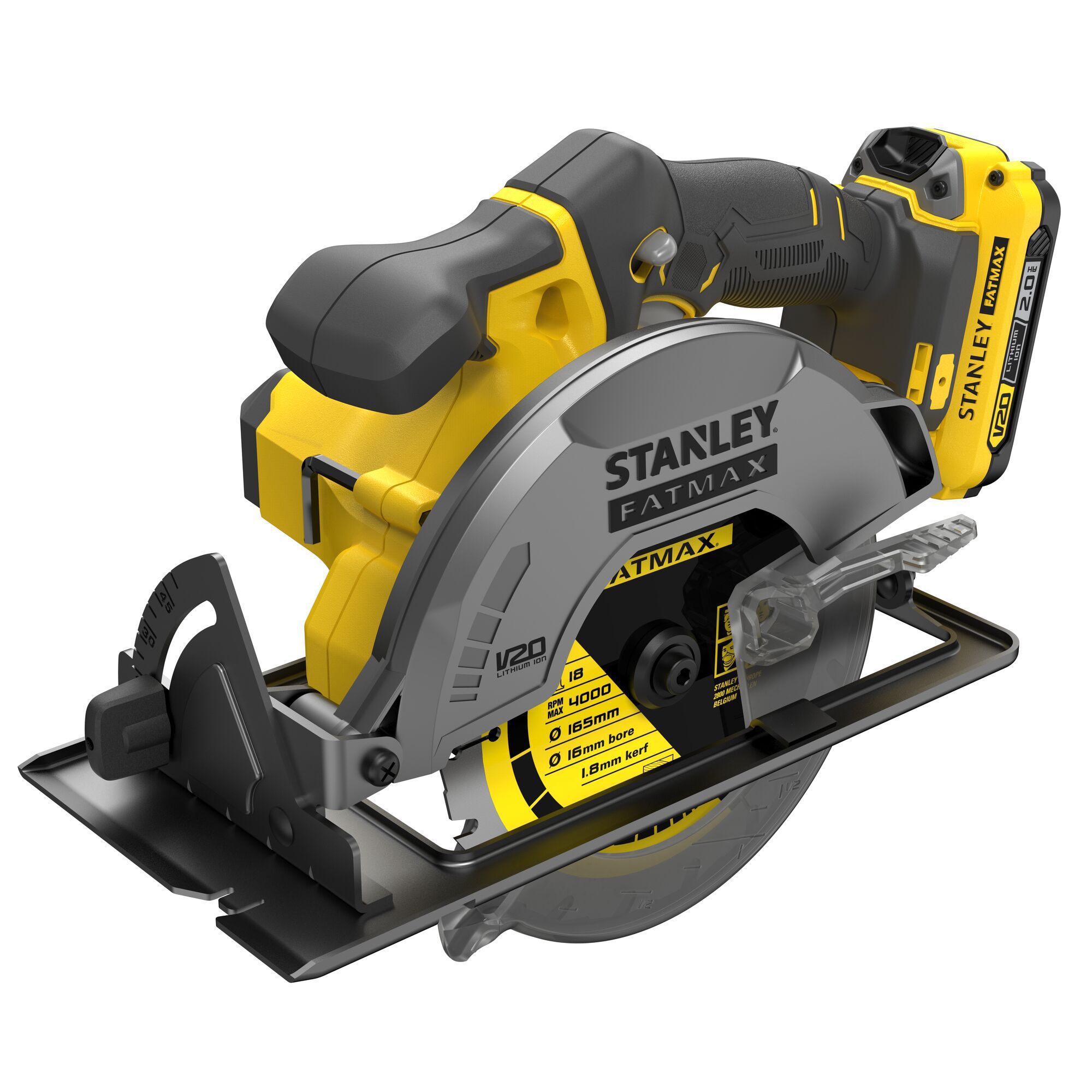 Stanley FatMax 18V Li-ion V20 165mm Cordless Circular saw (1 x 2Ah) - SFMCS500D1K-GB