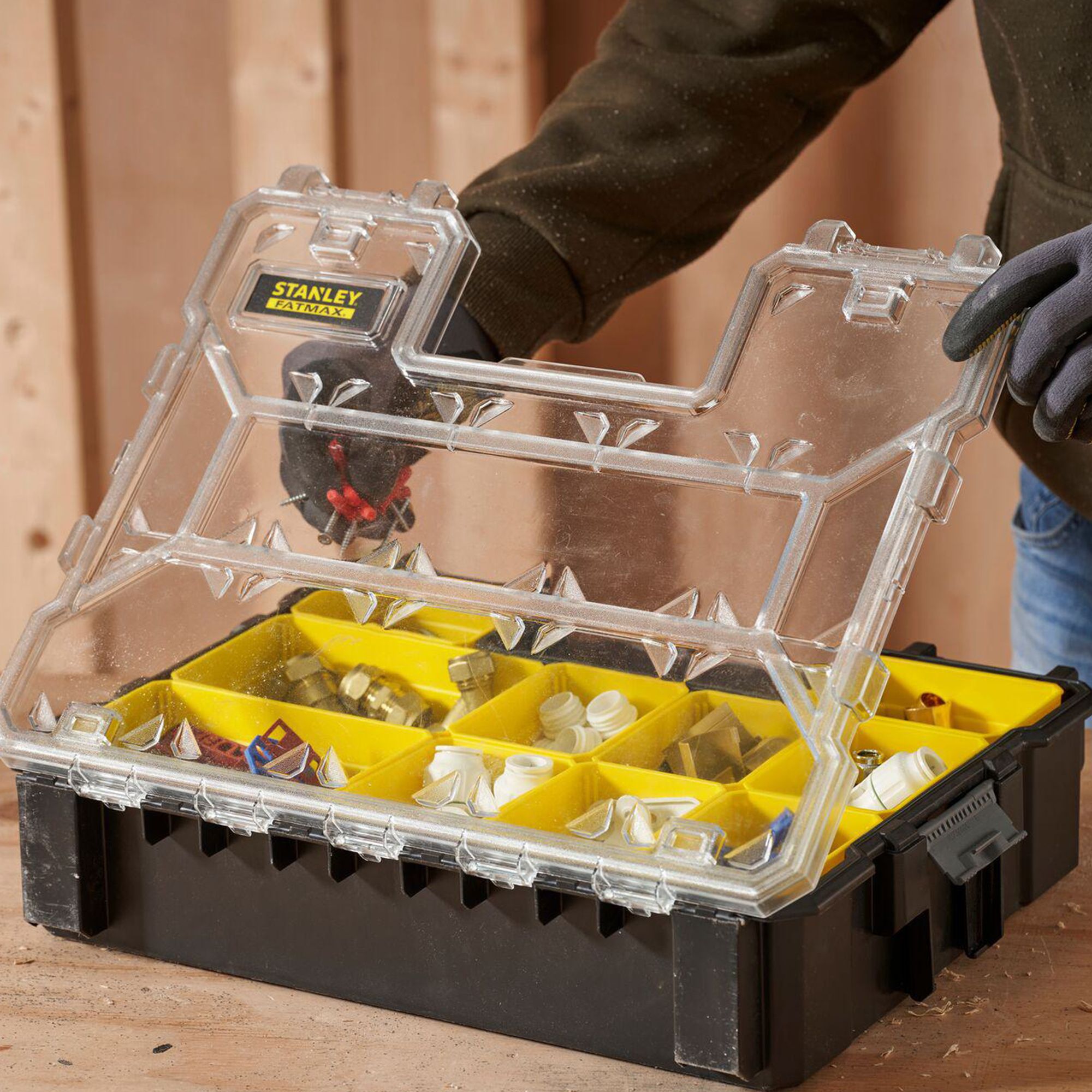 Stanley FatMax Deep Professional Black & yellow Organiser case with 10 compartments