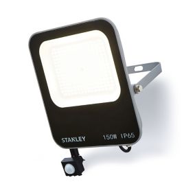 Stanley IK10 Black Mains-powered Cool daylight LED PIR Slimline floodlight 16500lm
