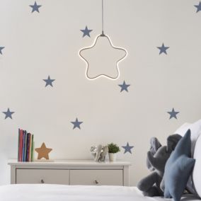 Star Matt Grey LED Pendant ceiling light, (Dia)300mm