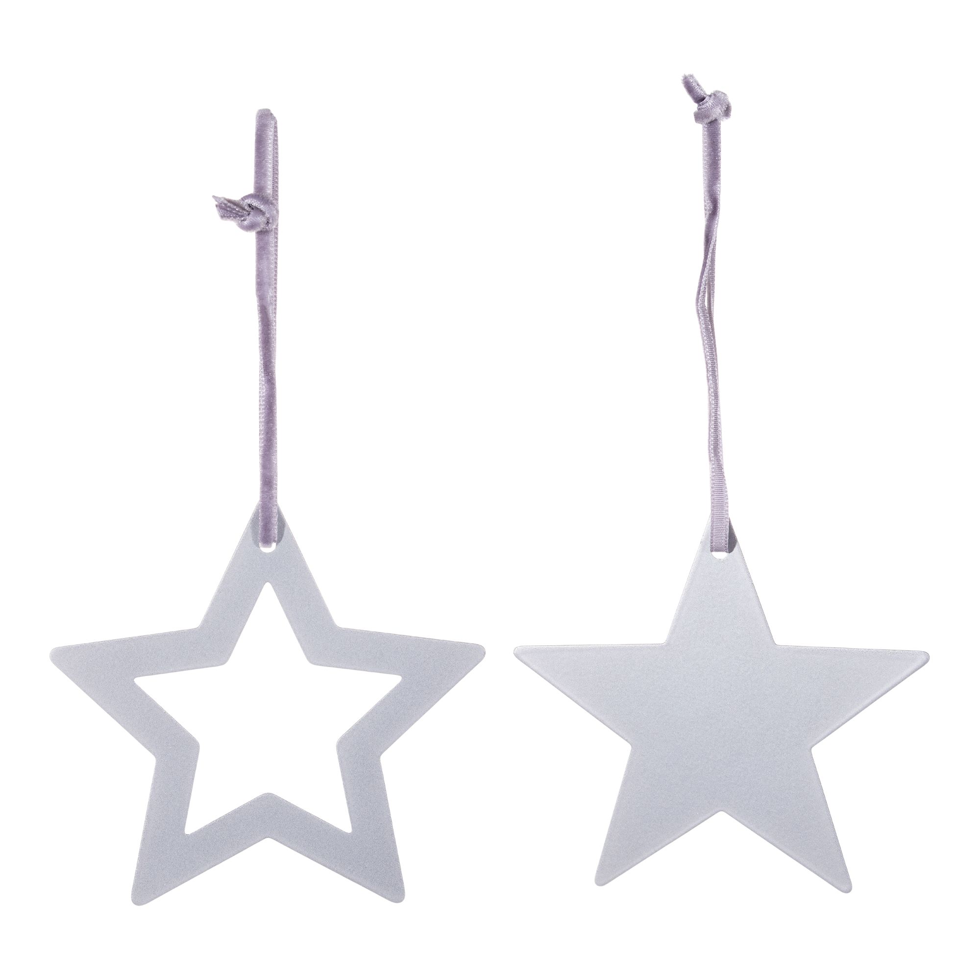 Star Metal Hanging decoration set, Set of 2 - Silver