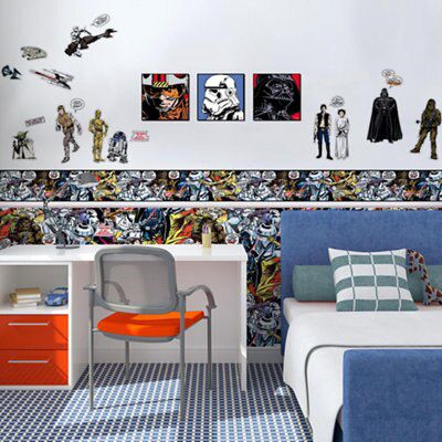 Star Wars Star Wars Black Self-adhesive Wall sticker (L)700mm (W)500mm