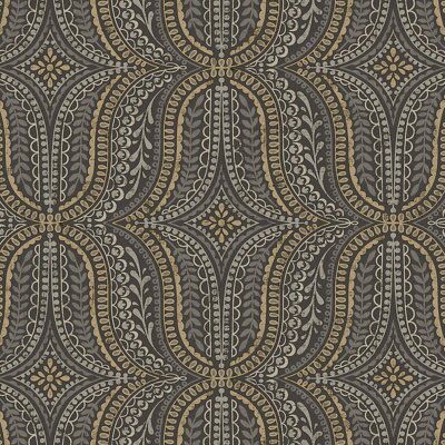Photo inspiration: Statement Farah Black Gold Effect Geometric Textured Wallpaper Photo Inspiration