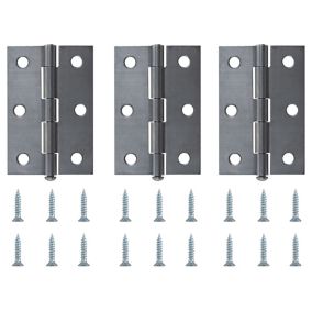 Steel Butt Door hinge N173 (L)75mm (W)75mm, Pack of 3