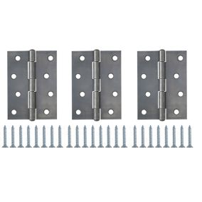 Steel Butt Door hinge N436 (L)100mm (W)100mm, Pack of 3