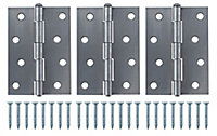 Steel Butt Door hinge N438 (L)100mm, Pack of 3