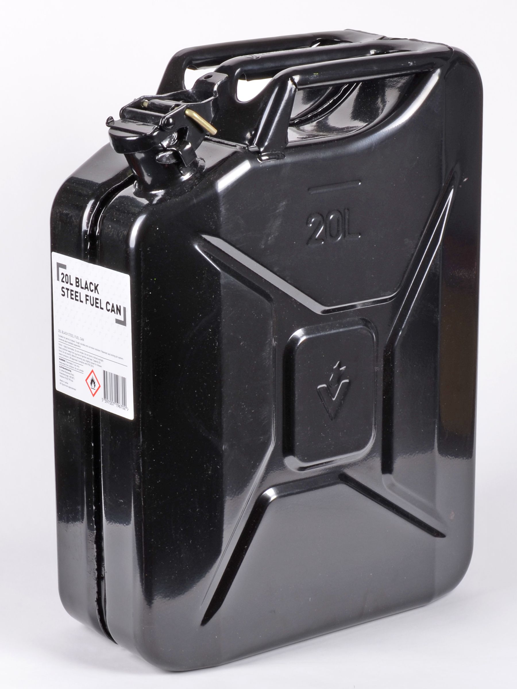 FCB20 Rugged Heavy Duty Metal Fuel Can 20L Black for Petrol Diesel Oil  Kerosene Simply Bearings Ltd