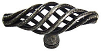 Steel Pewter effect Cage Furniture Knob, Pack of 6