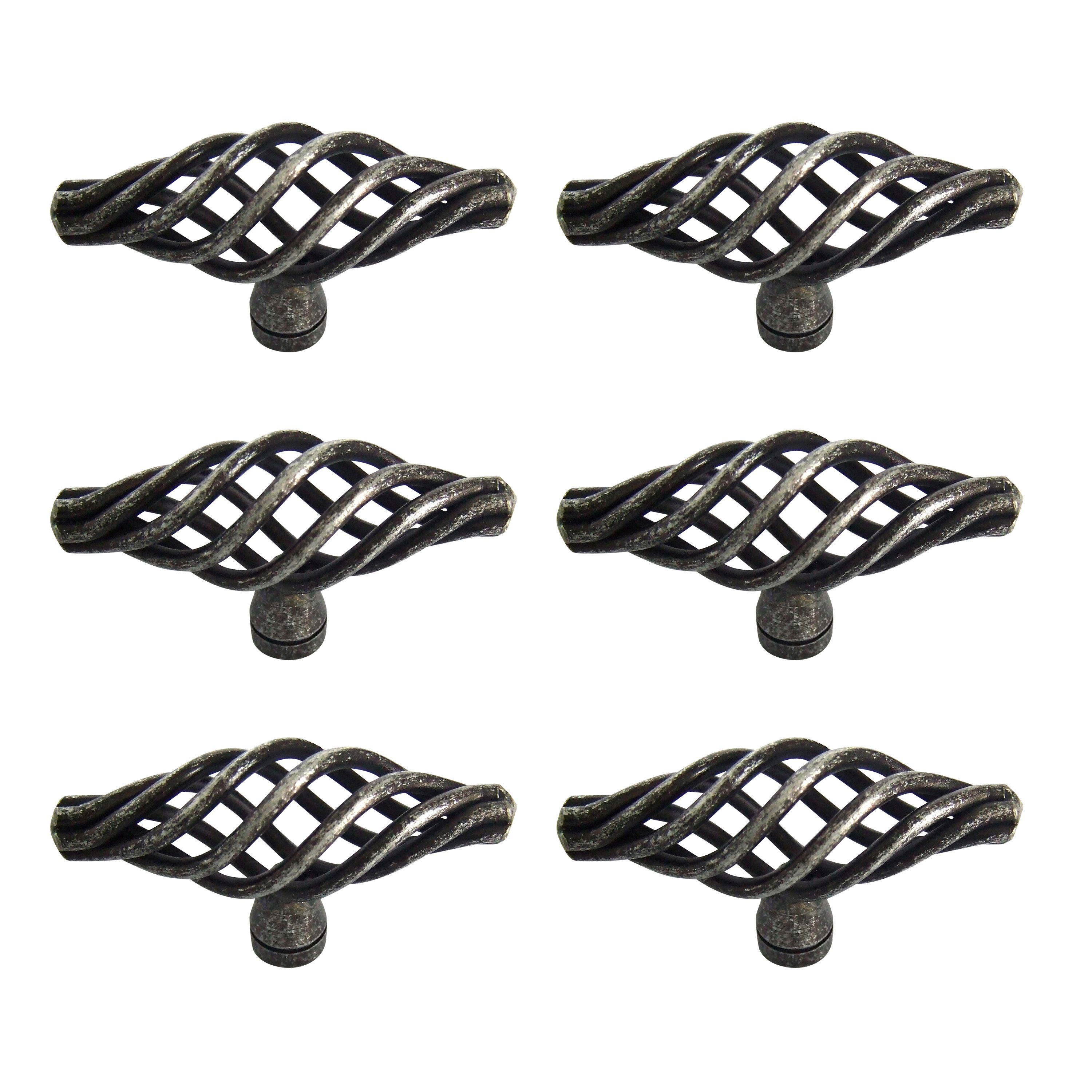 Steel Pewter effect Cage Furniture Knob, Pack of 6