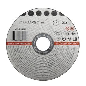 Stone Cutting disc 125mm x 2.5mm x 22.2mm, Pack of 5