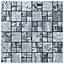 Stone etch Grey Gloss & matt Moroccan geometric Marble 3x3 Mosaic tile, (L)300mm (W)300mm