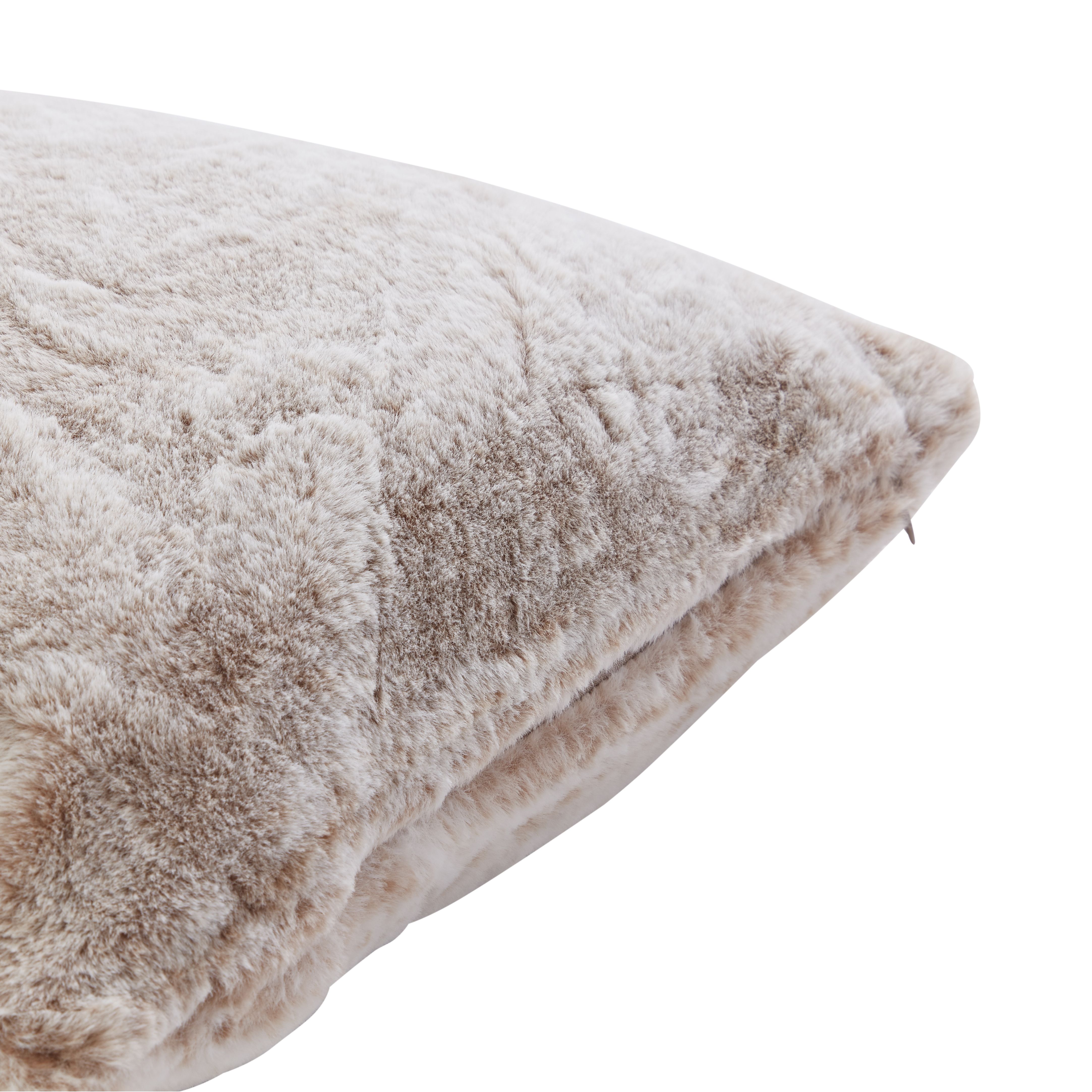 Stone Rabbit faux fur effect Indoor Cushion, (L)43cm x (W)43cm