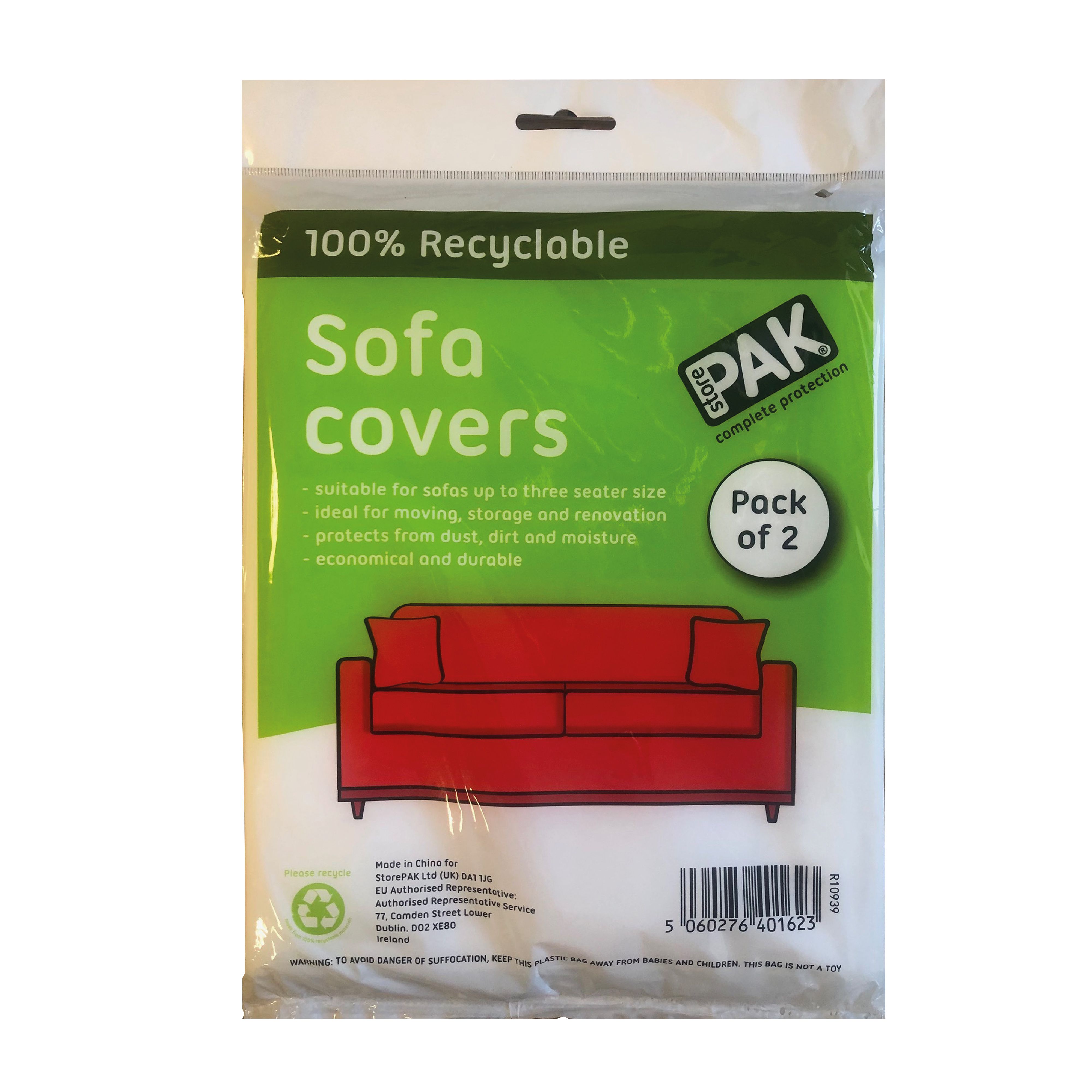 StorePAK Transparent 3 seater sofa Protection cover, Pack of 2 at B&Q