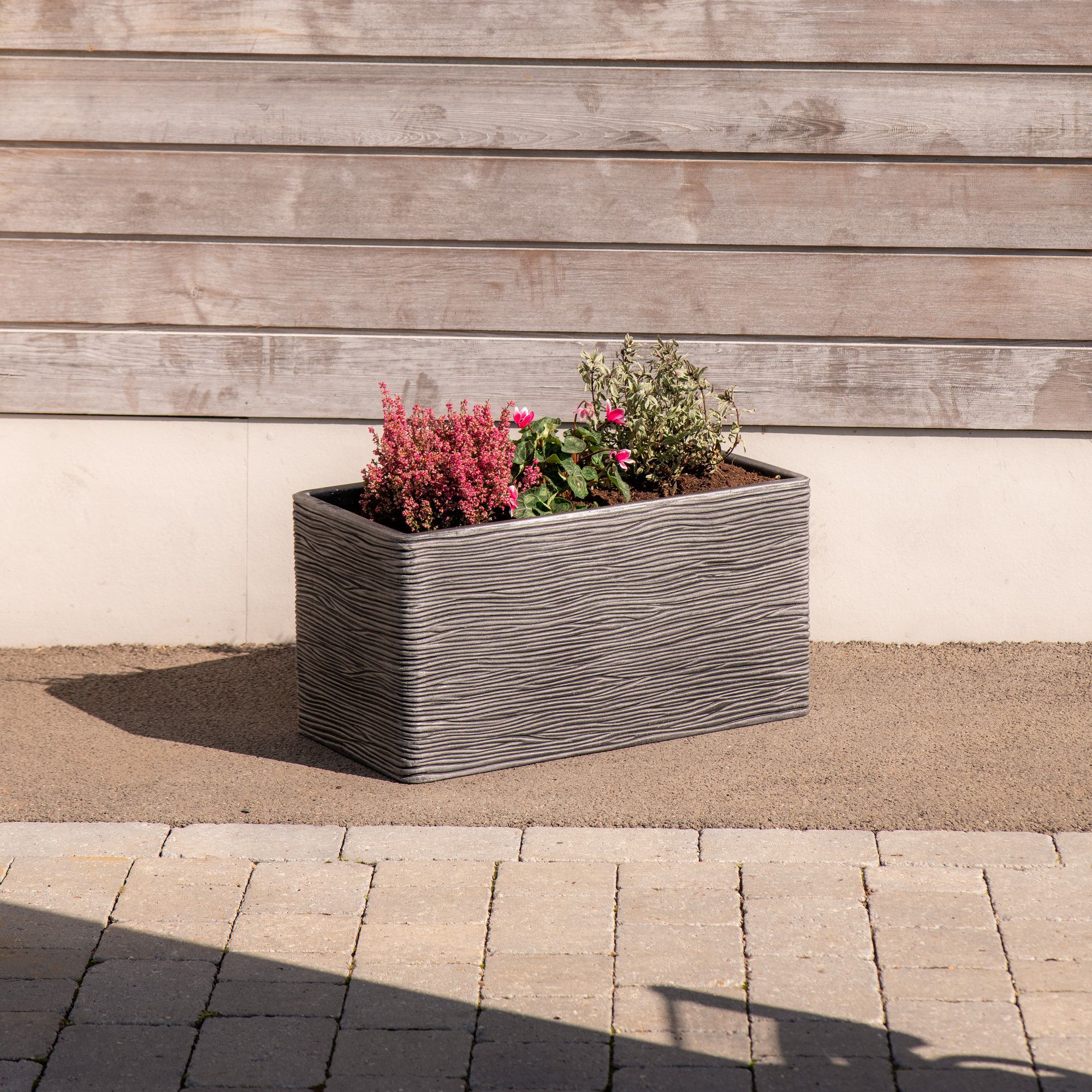 Strata Amalfi Pewter Plastic Planter (H)39cm (W)36cm (D)36cm