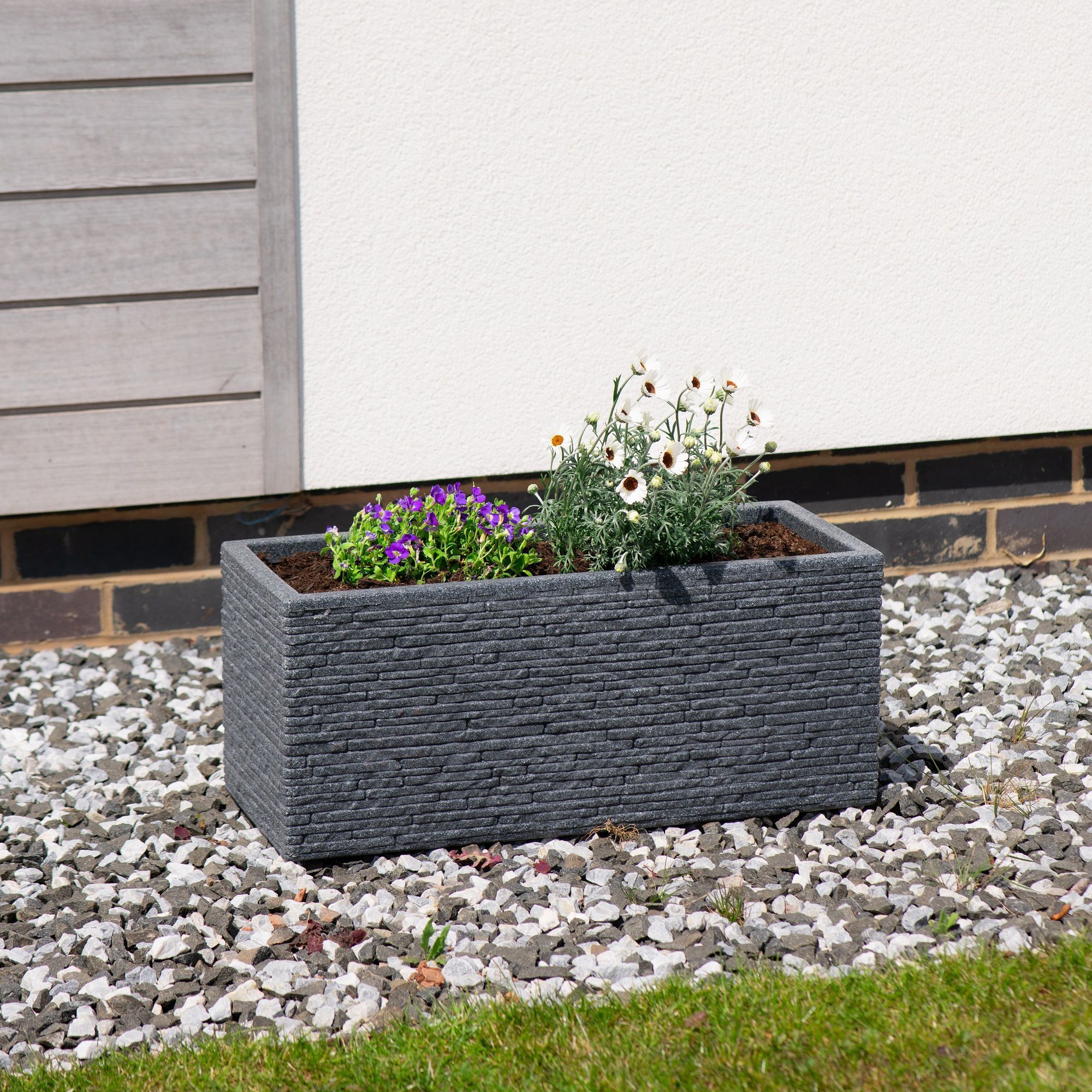 Strata Amalfi Pewter Plastic Rectangular Planter (H)30cm (W)30cm