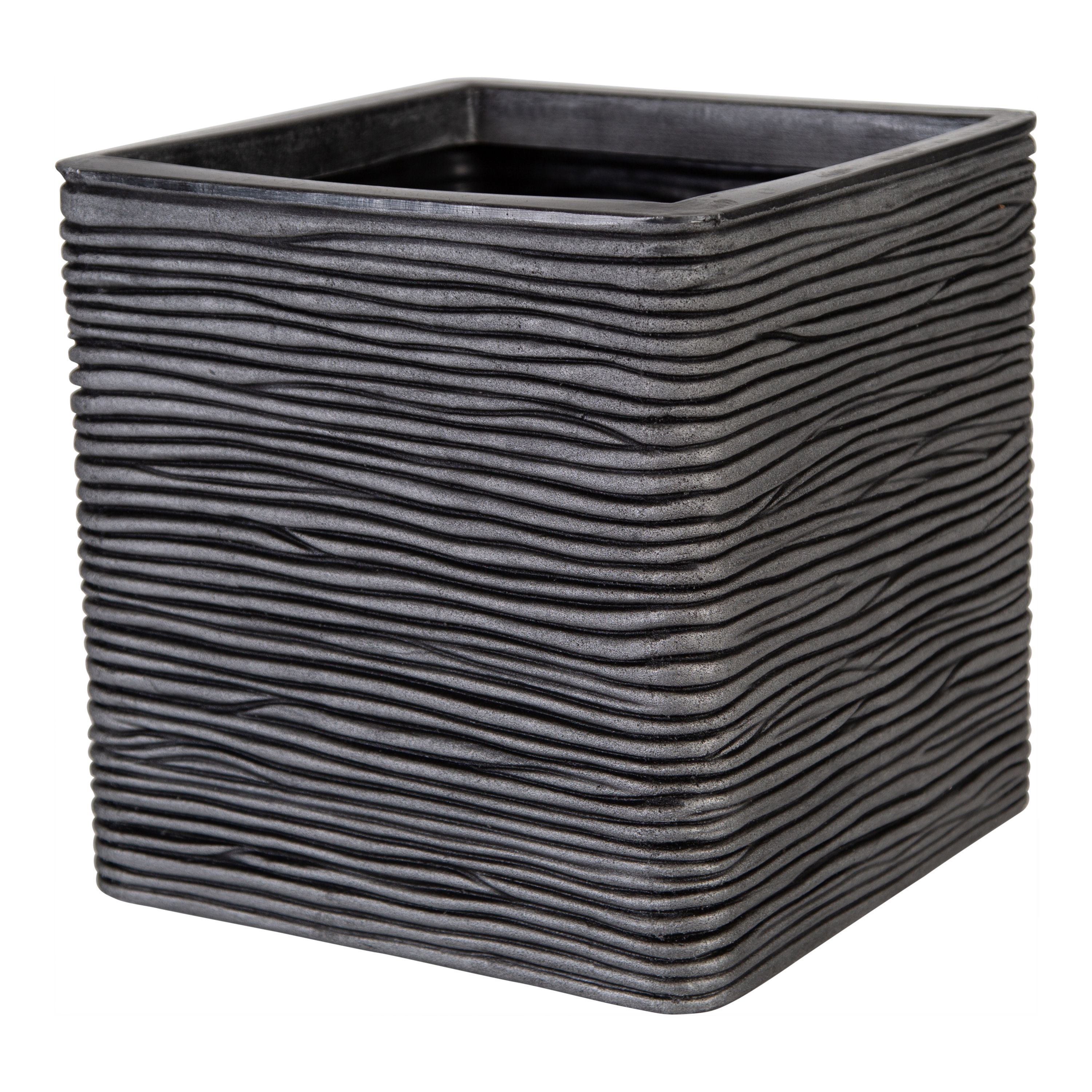 Strata Amalfi Pewter Plastic Square Planter (H)30cm (W)30cm