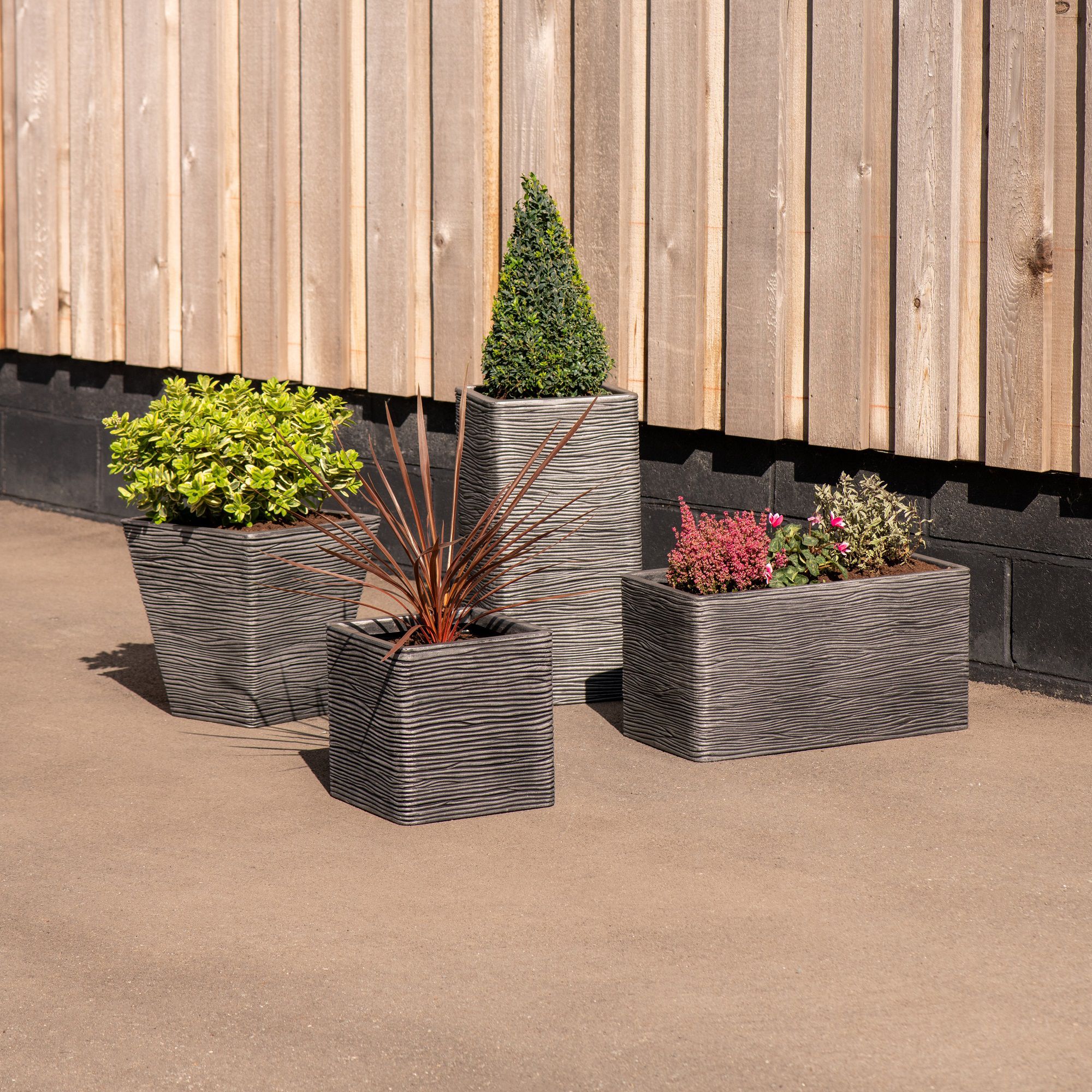 Strata Amalfi Pewter Plastic Square Planter (H)30cm (W)30cm