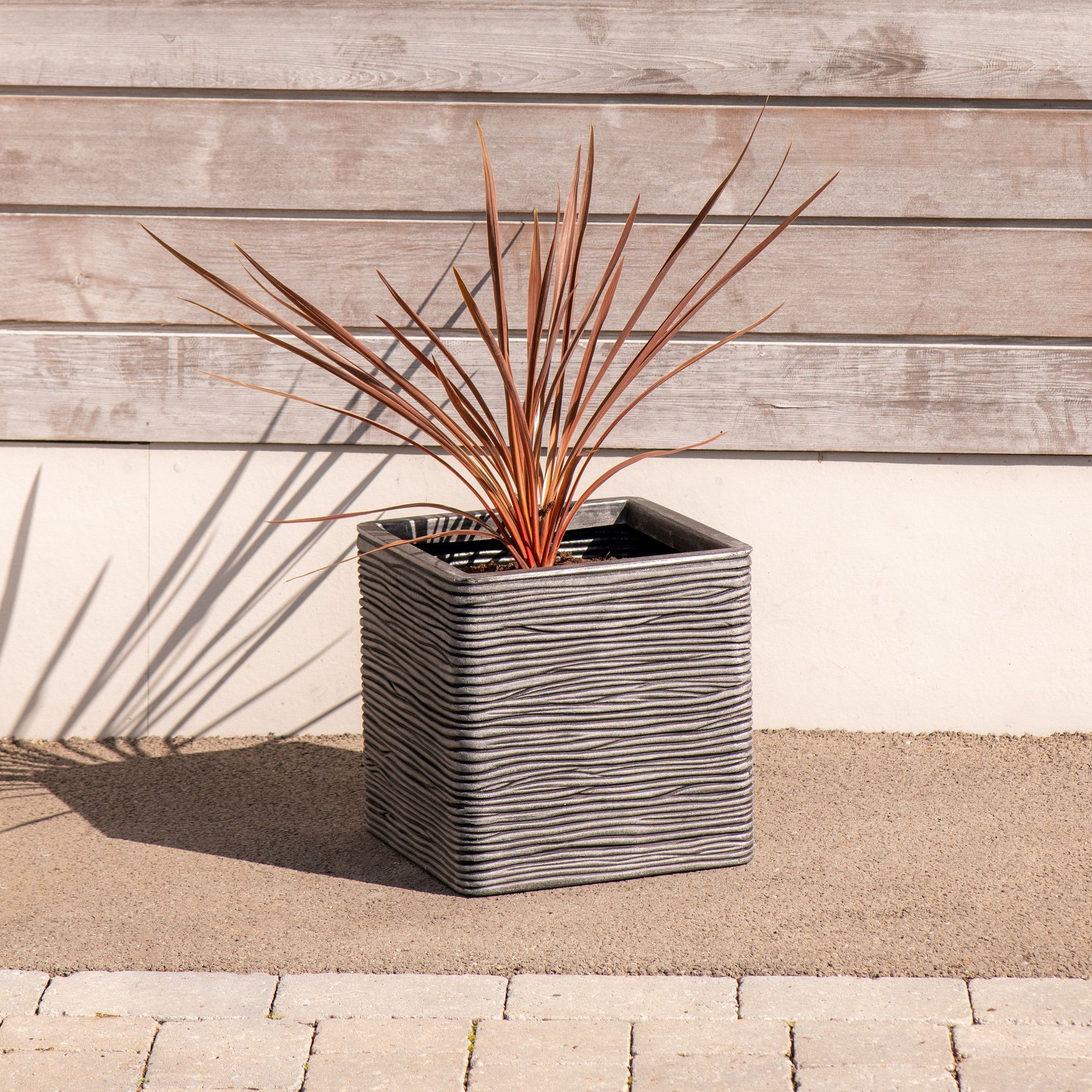 Strata Amalfi Pewter Plastic Square Planter (H)30cm (W)30cm