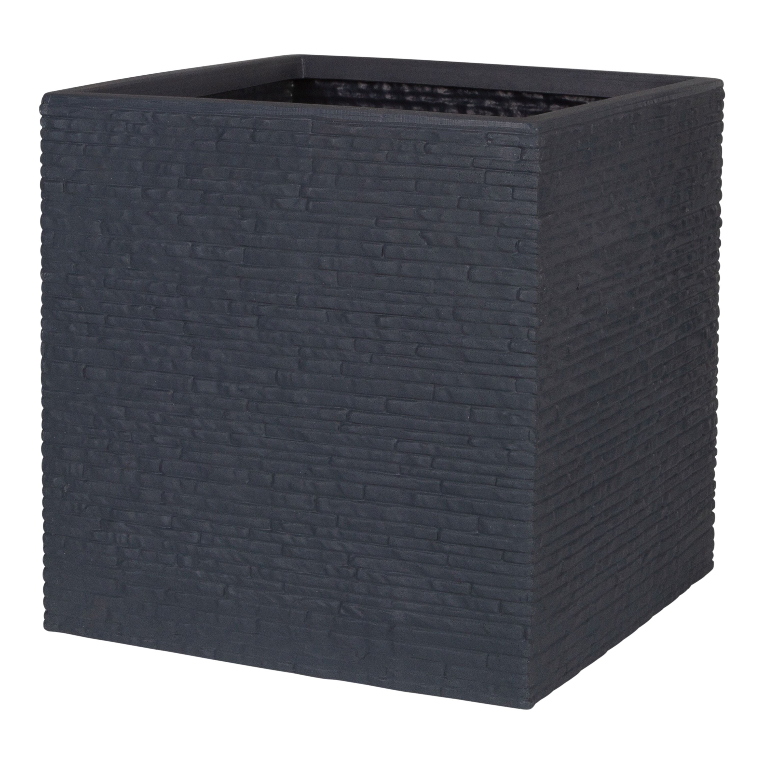 Strata Ash Plastic Square Planter (H)30cm (W)32cm (D)32cm