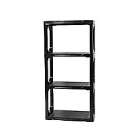 Strata Black 4 shelf Plastic Shelving unit (H)1480mm (W)370mm