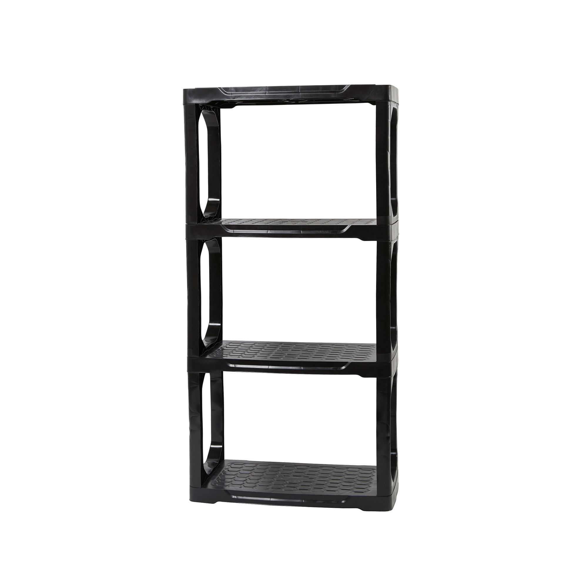 Strata Black 4 shelf Plastic Shelving unit (H)1480mm (W)370mm DIY at B&Q
