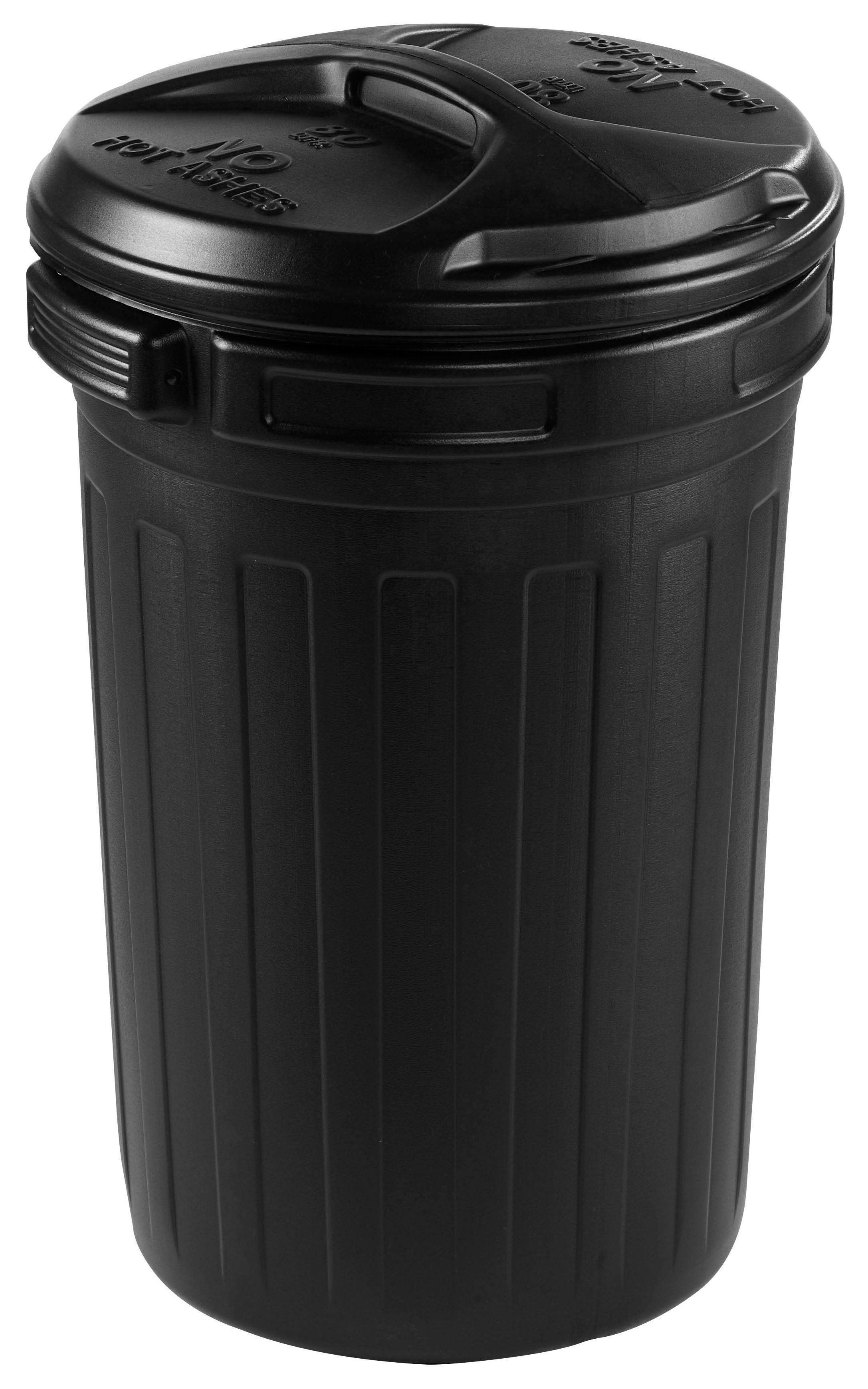 Black plastic bins with shop lids