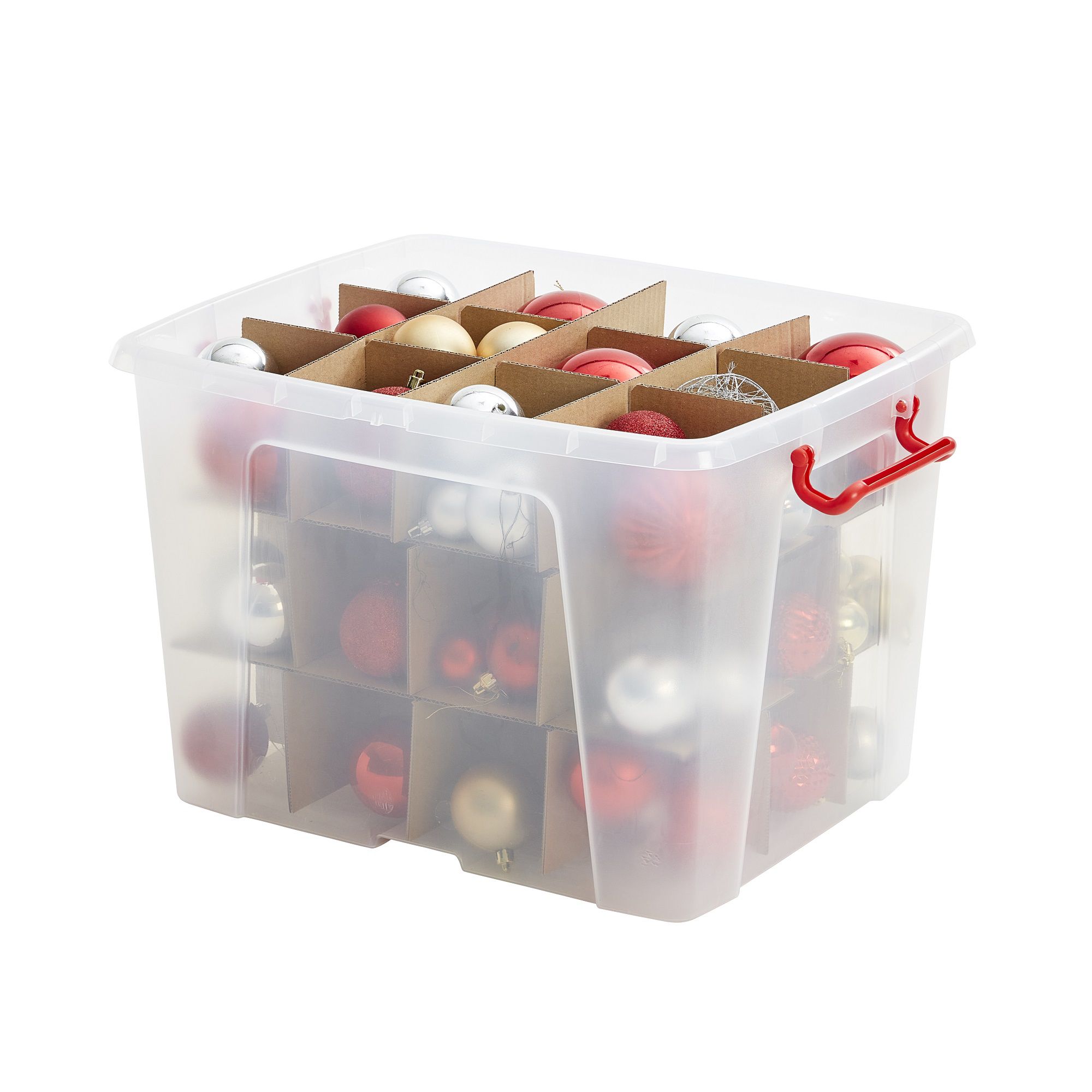 Plastic Handle Double Layer Hardware Tools Storage Box Clear