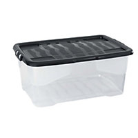 Strata Curve Clear 42L Large Plastic Stackable Storage box with Lid