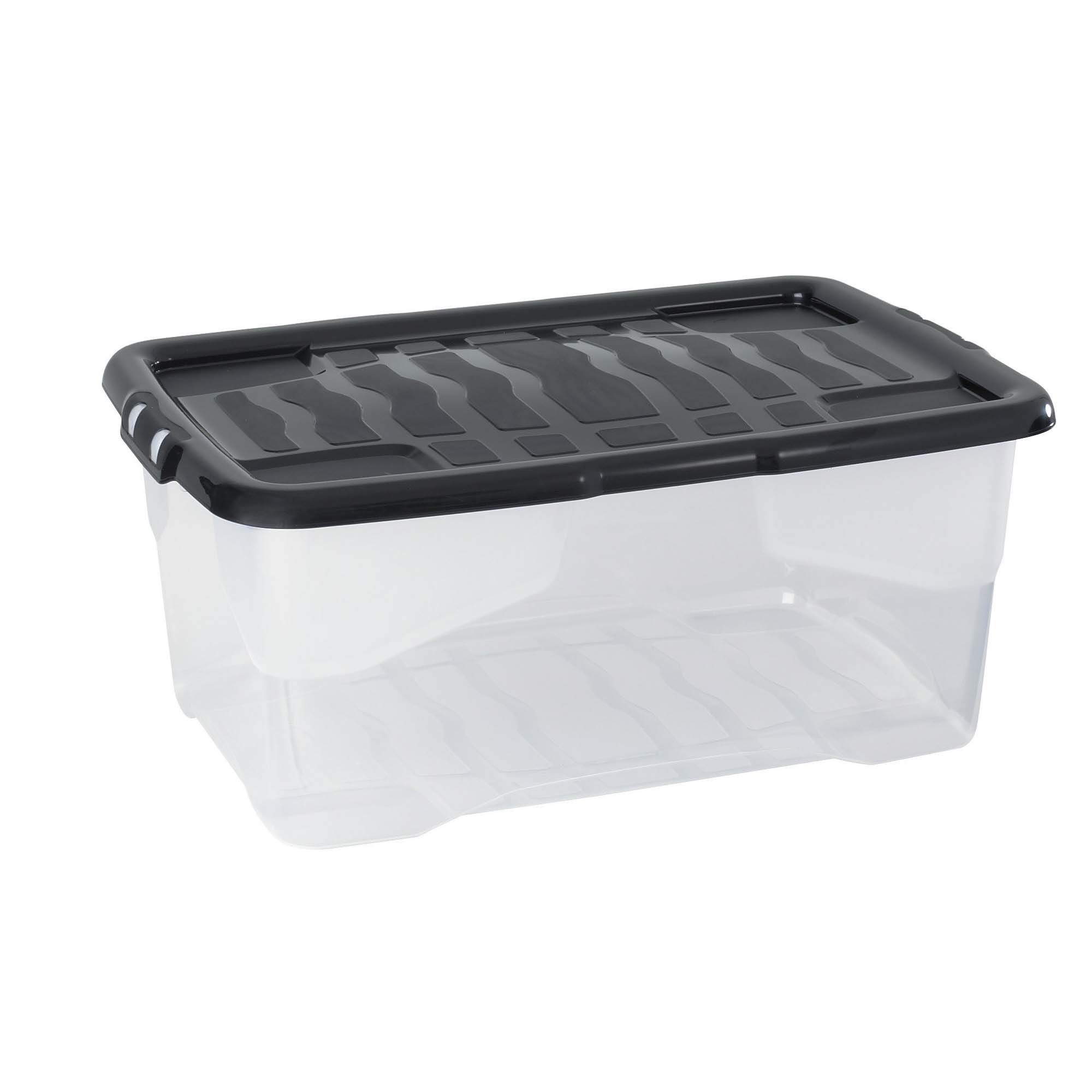 Strata Curve Clear 42L Plastic Stackable Nestable Storage box DIY at B&Q