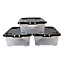 Strata Curve Clear & Black 30L Small Stackable Storage box with Lid, Pack of 3