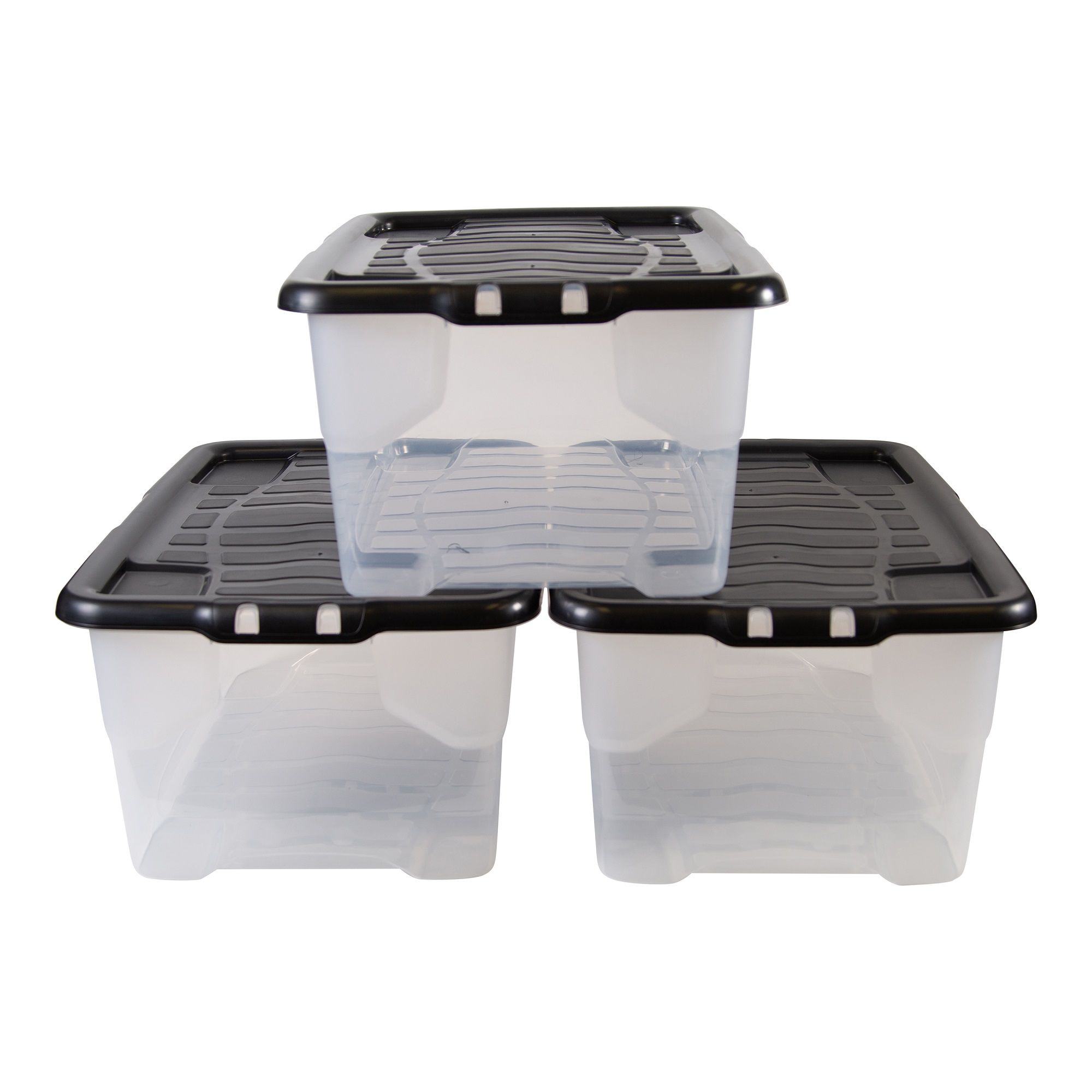 Pack of 3] 25L to 110L Clear Plastic Containers with Lids