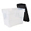 Strata Curve Clear & Black 65L Large Stackable Storage box with Lid, Pack of 3