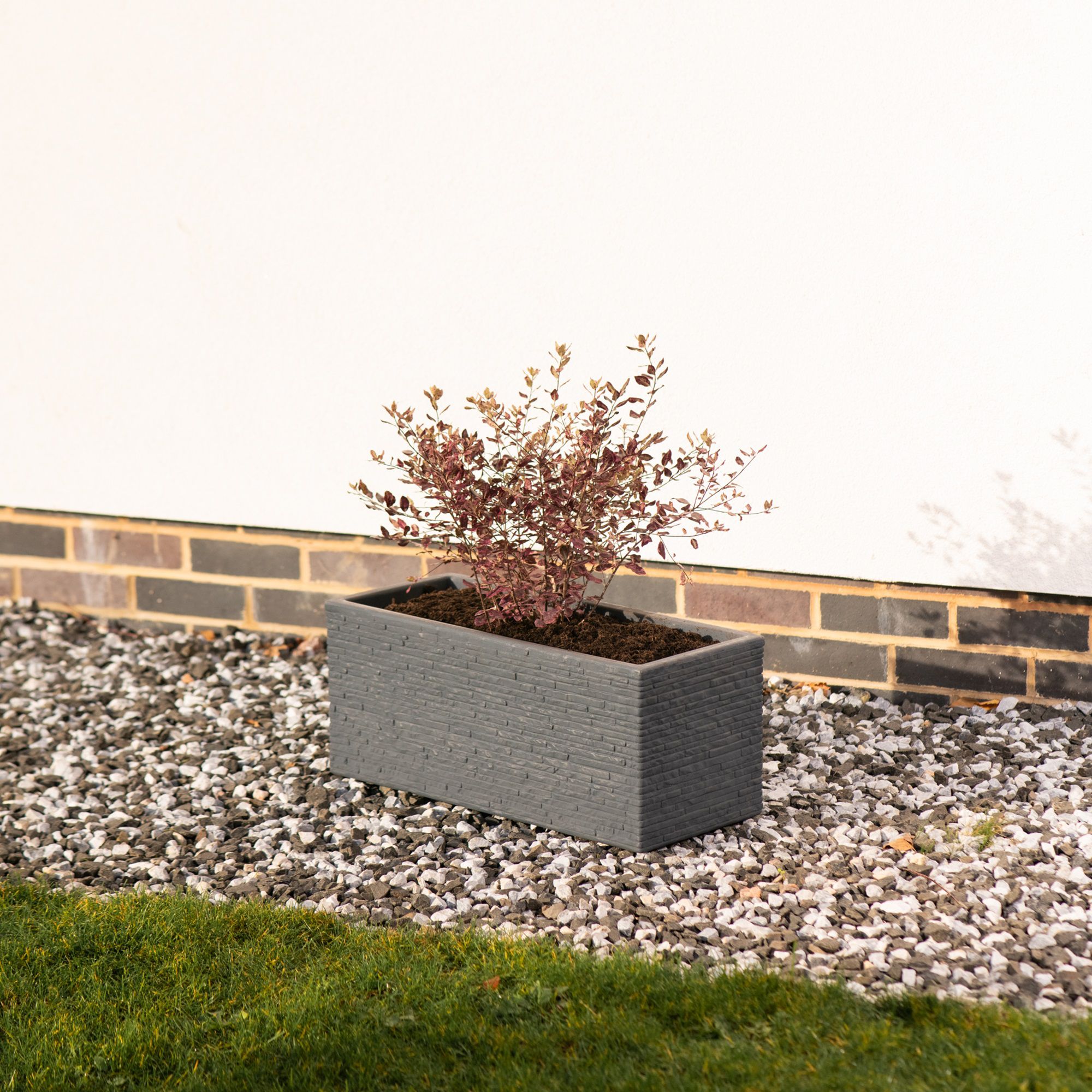 Strata Graphite Plastic Planter (H)45cm (W)30cm (D)30cm