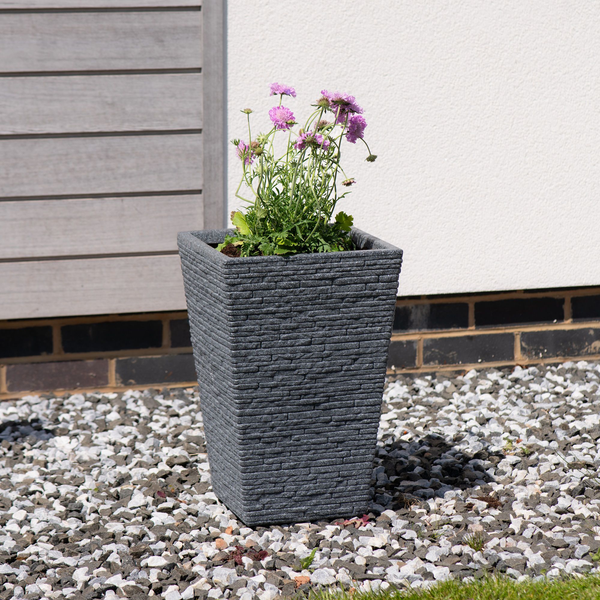 Strata Graphite Plastic Square Planter (H)30cm (W)32cm