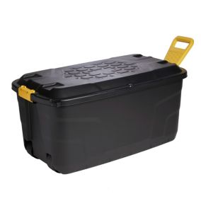 Strata Heavy duty Black 110L Plastic Stackable Nestable Storage trunk