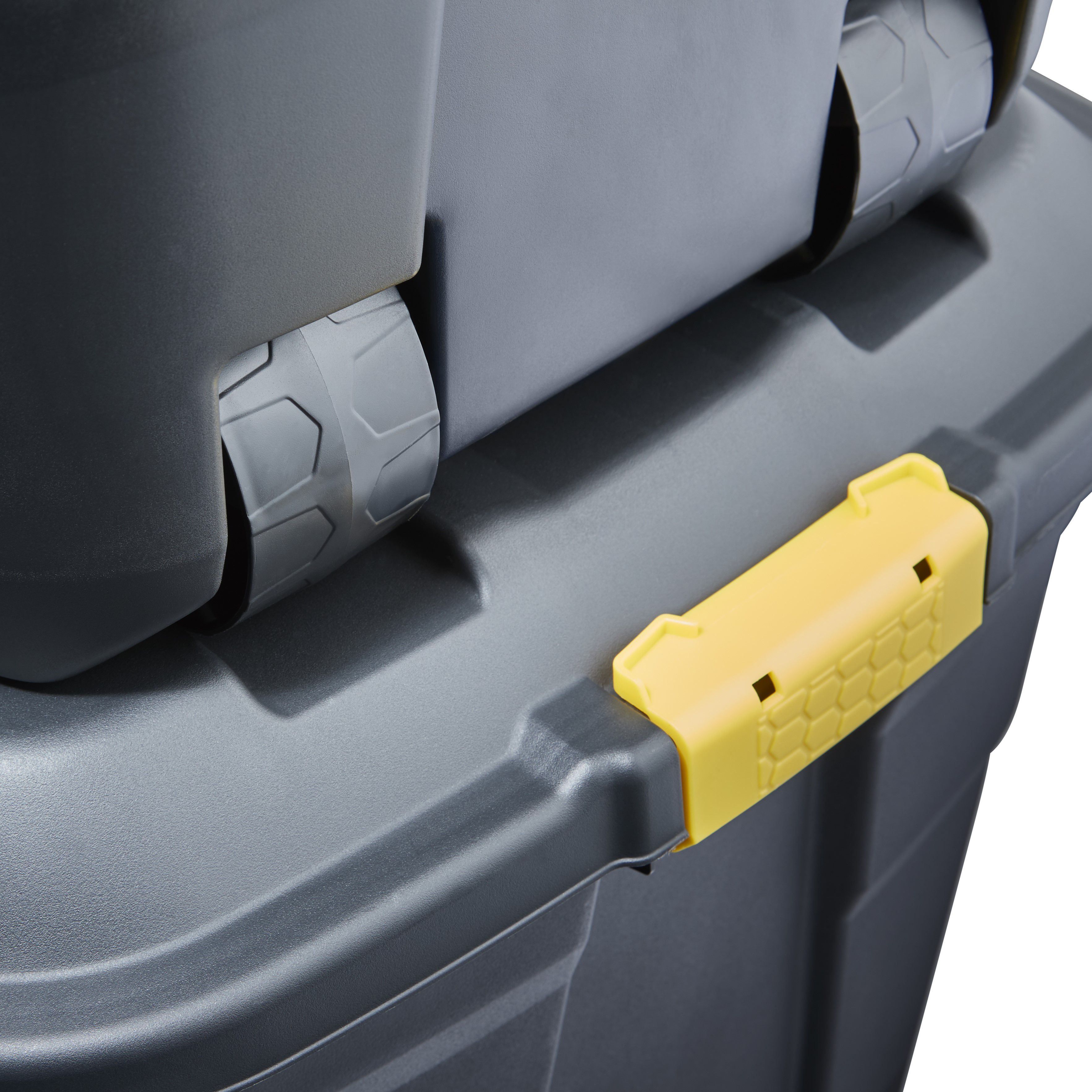 Strata Heavy duty Black 145L Large Plastic Stackable Wheeled Storage trunk with Lid