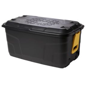 Strata Heavy duty Black 145L Plastic Stackable Nestable Storage trunk