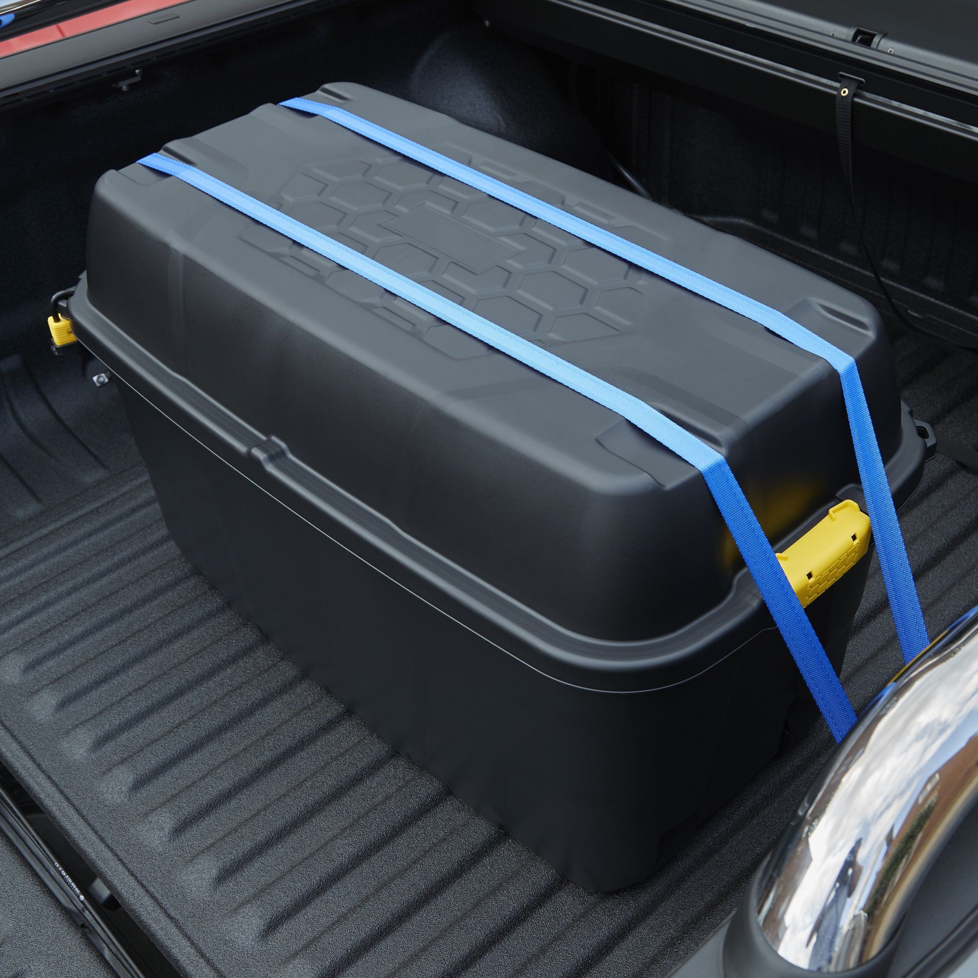 Strata Heavy duty Black 175L Stackable Wheeled Storage trunk with Lid