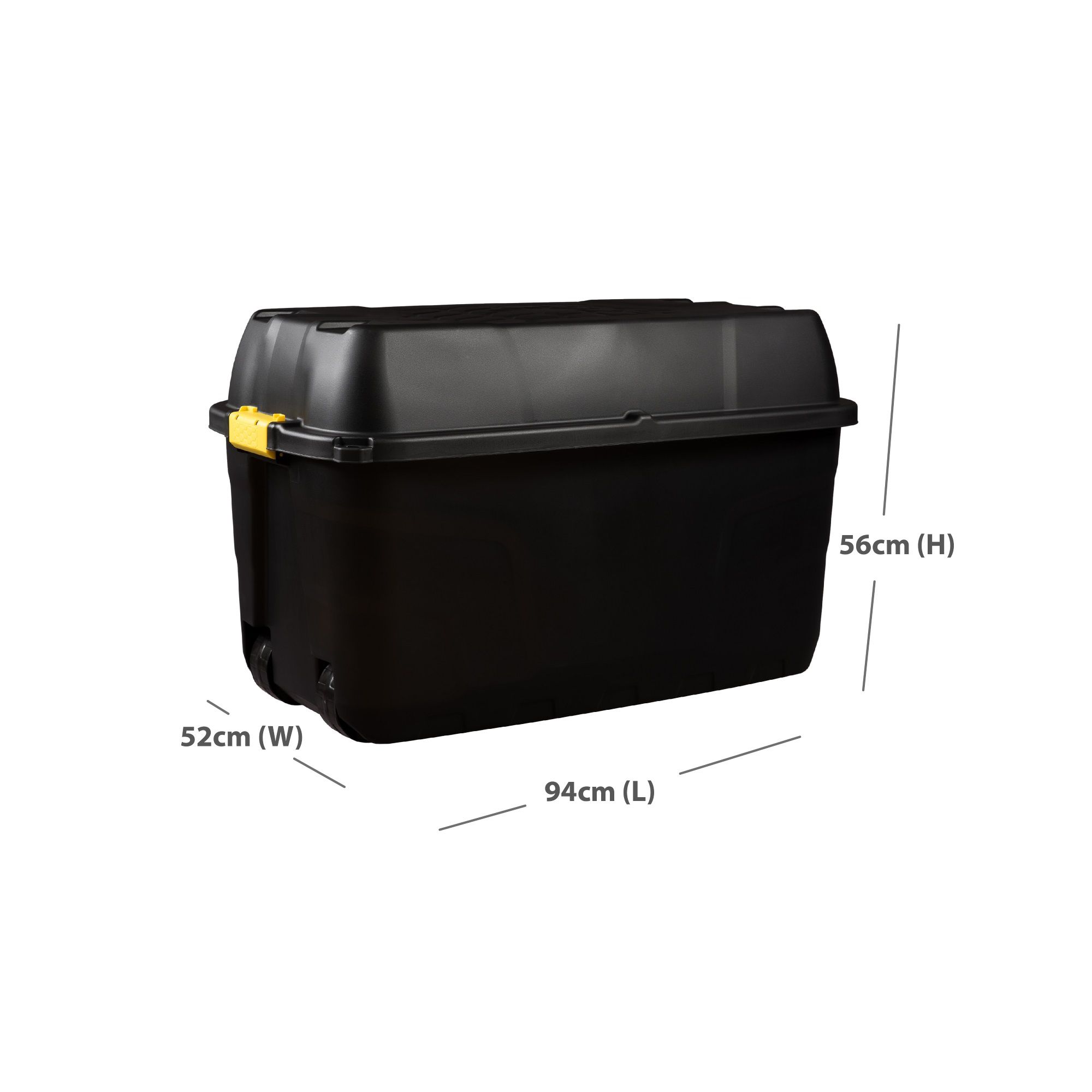 Strata Heavy duty Black 175L Stackable Wheeled Storage trunk with Lid