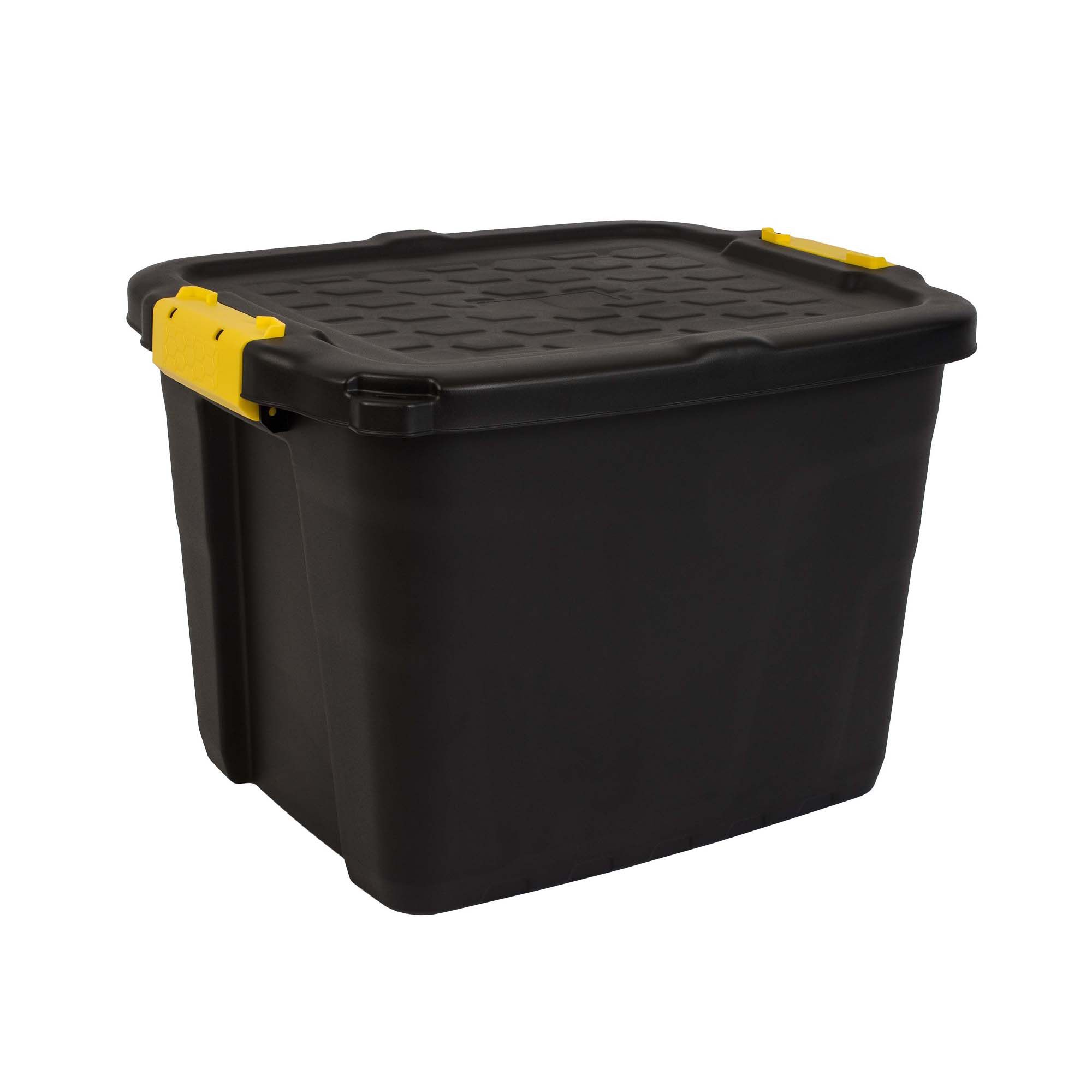 Strata Heavy duty Black 42L Plastic Stackable Nestable Storage box DIY at B&Q