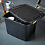 Strata Heavy duty Black 42L Plastic Stackable Nestable Storage box