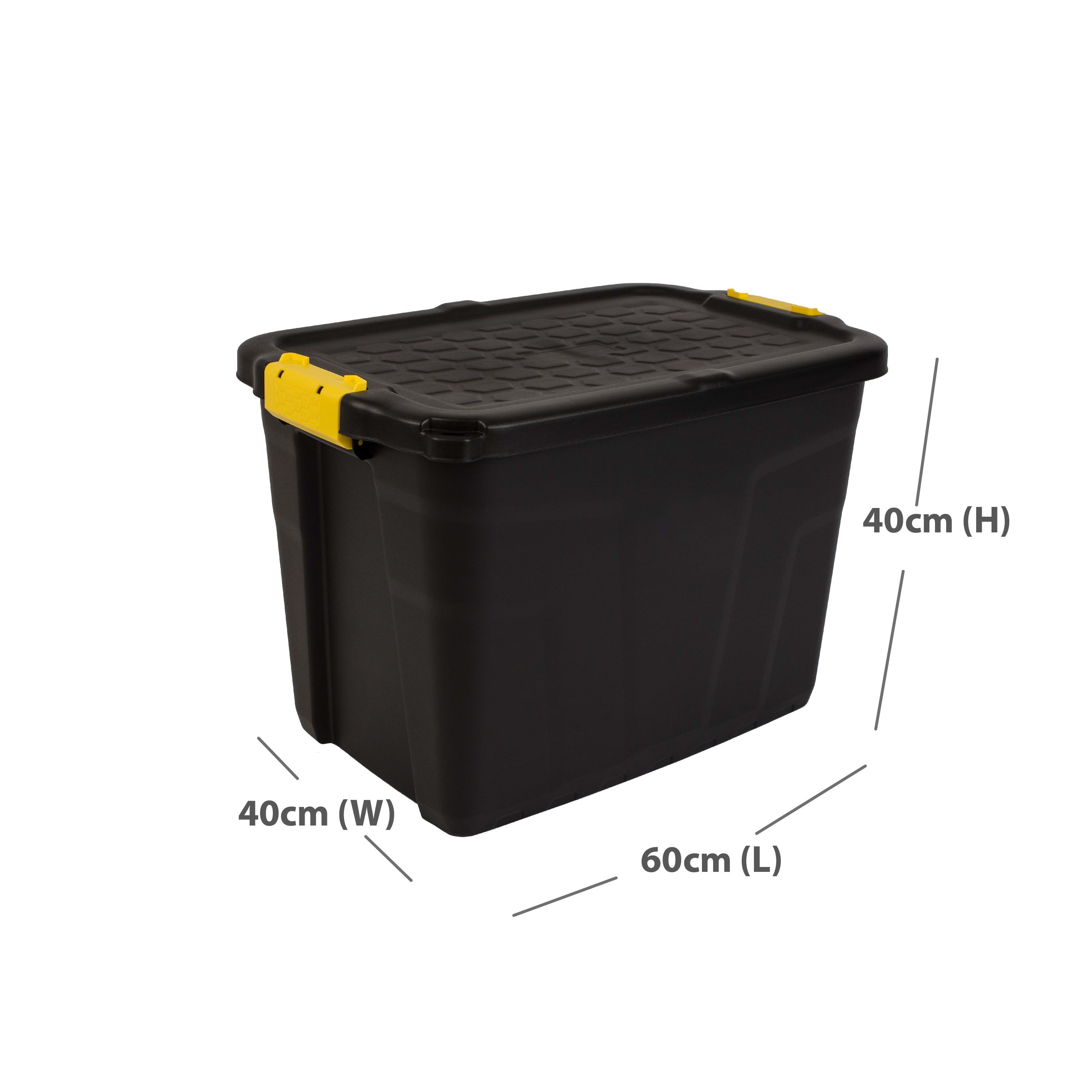 Strata Heavy duty Black 60L Plastic Stackable Storage box & Lid
