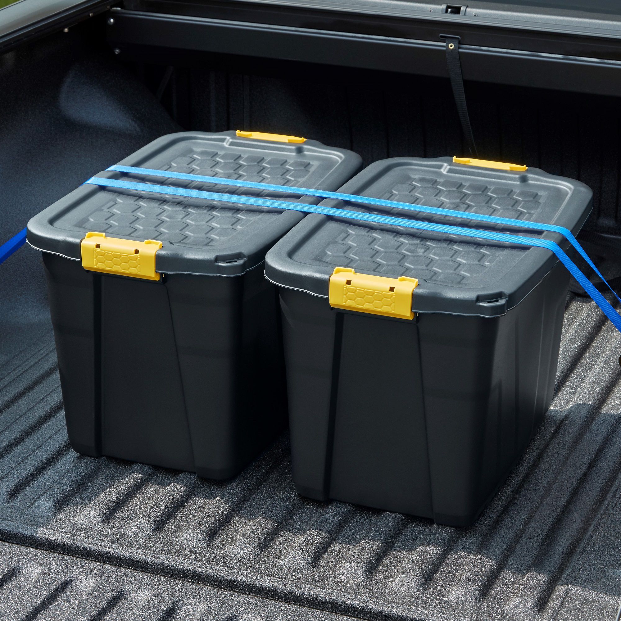 Strata Heavy duty Black 60L Plastic Stackable Storage box & Lid