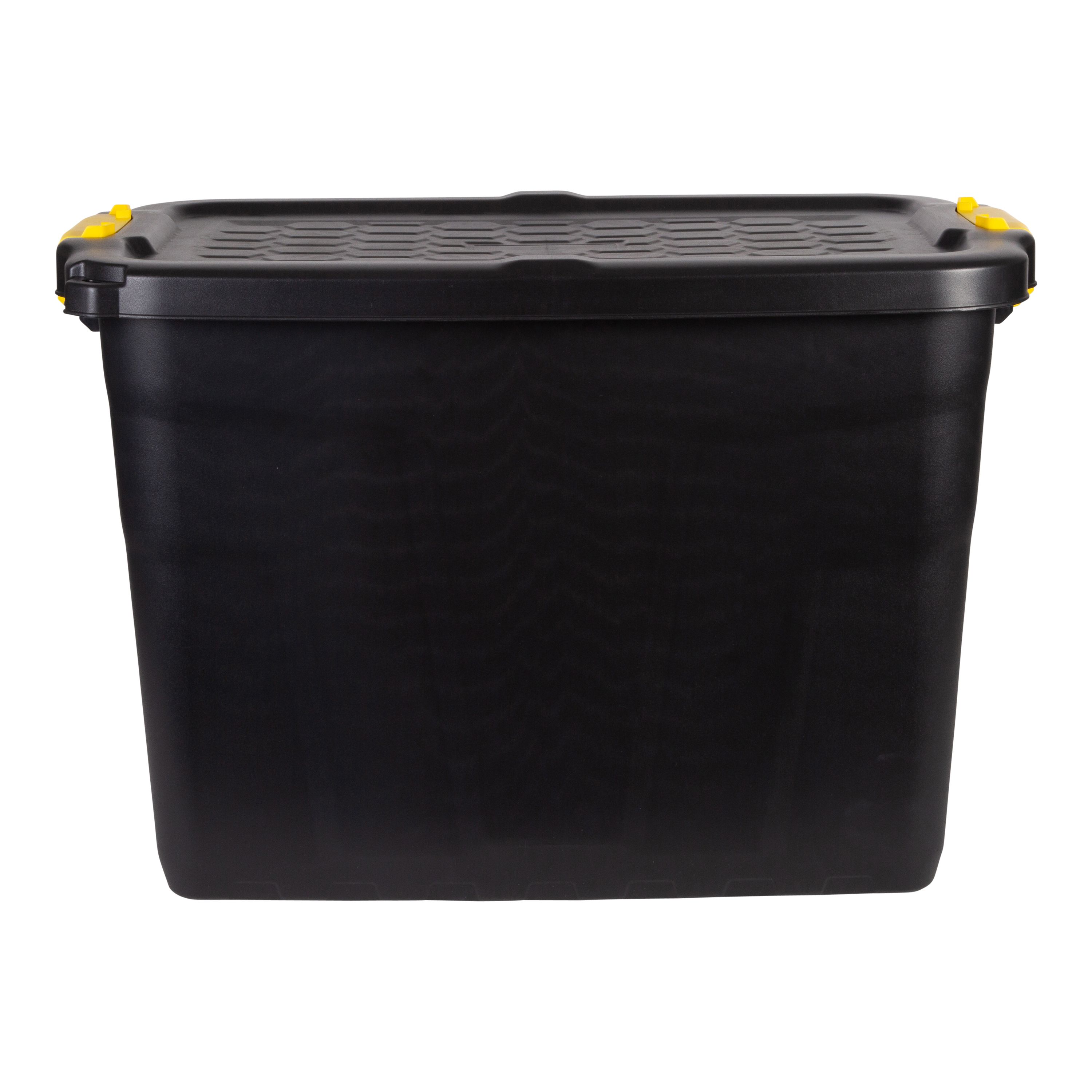 Strata Heavy duty Black 60L Plastic Stackable Storage box & Lid