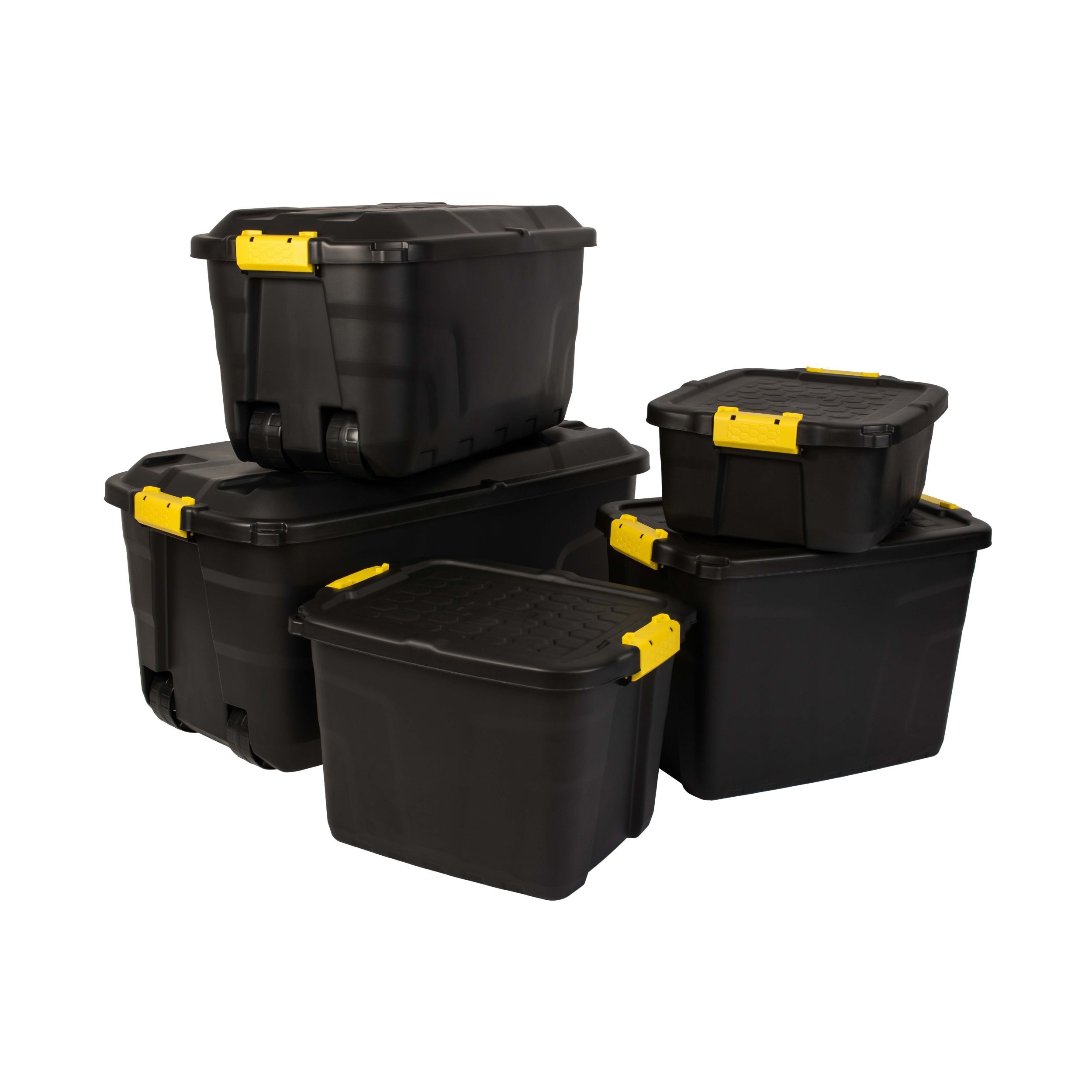 Strata Heavy duty Black 60L Plastic Stackable Storage box & Lid