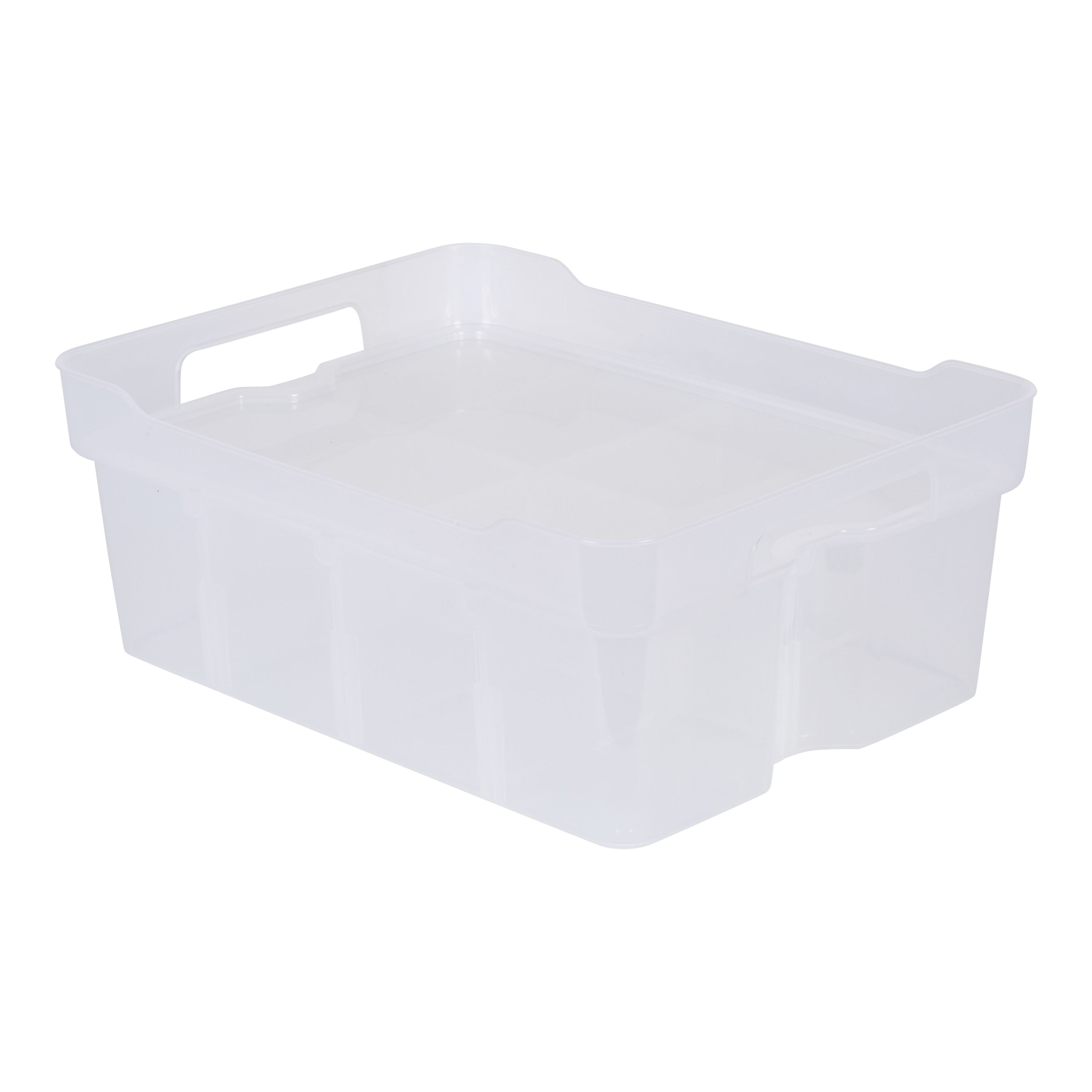 Strata Organise Me Plastic Stackable Storage basket & Lid (H)14.5cm (W)28cm (D)38cm