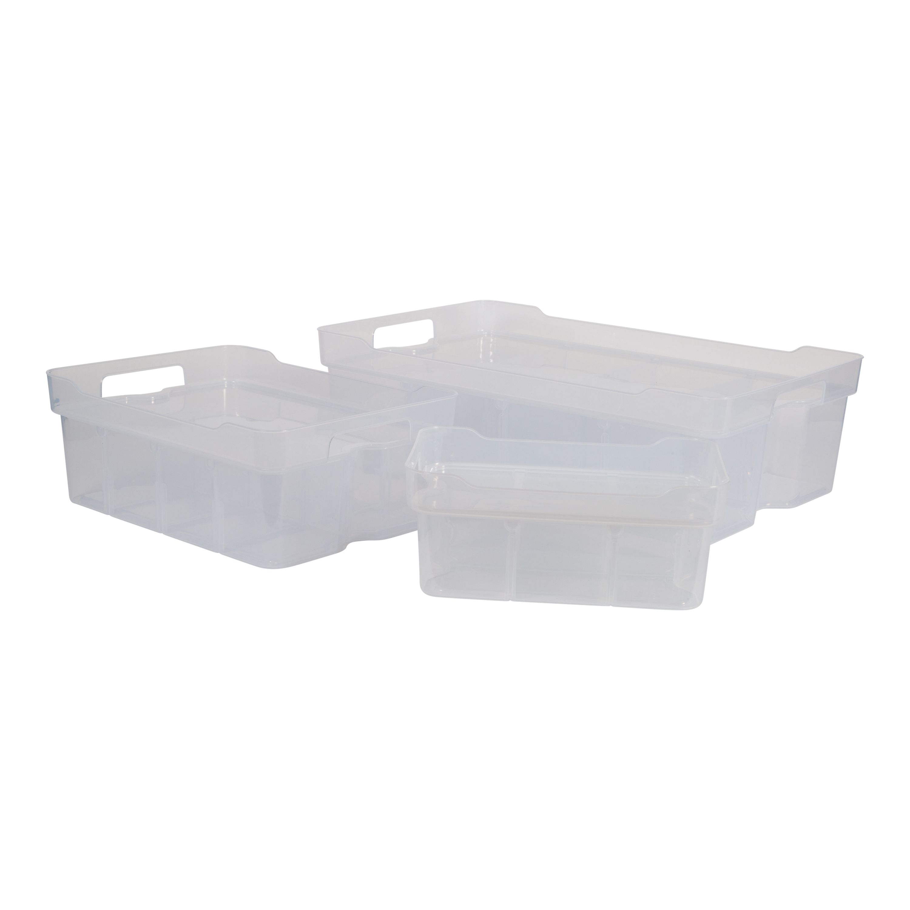 Strata Organise Me Plastic Stackable Storage basket & Lid (H)14.5cm (W)28cm (D)38cm