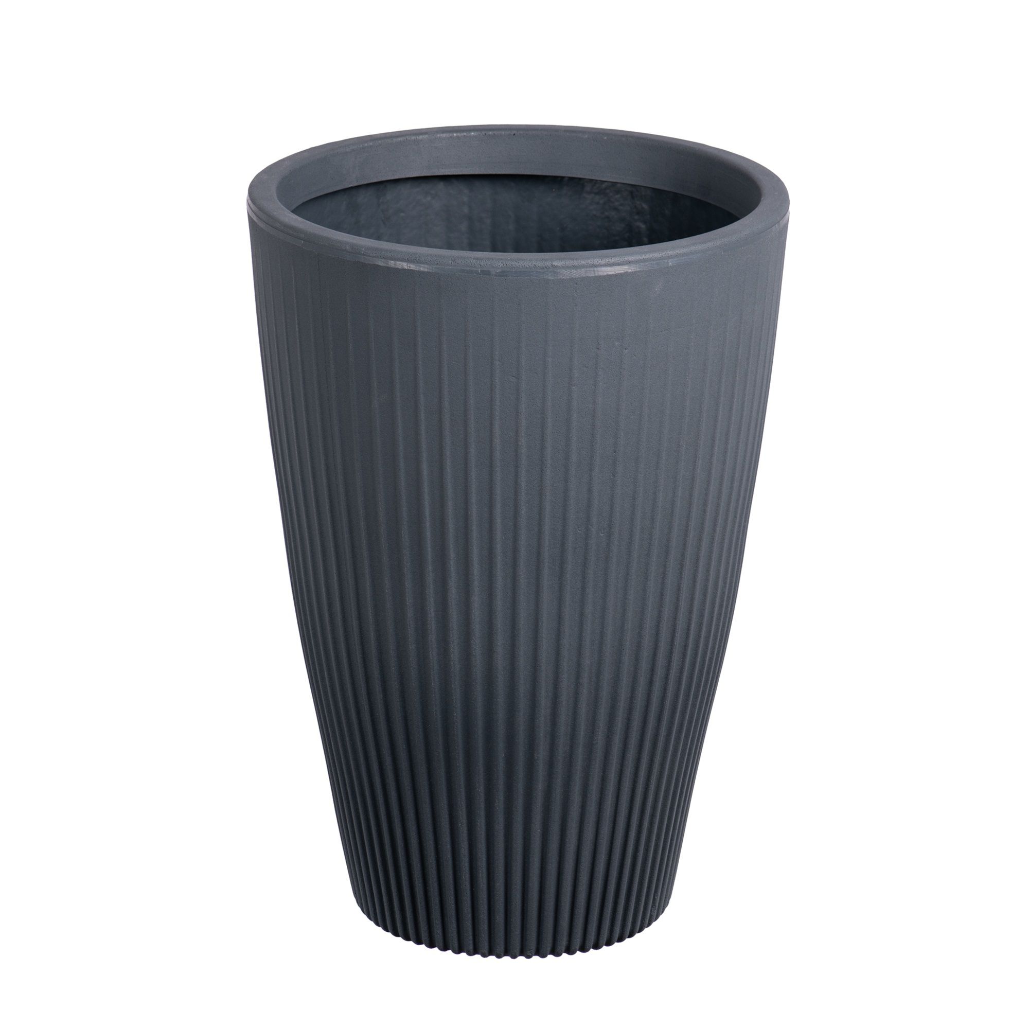 STRATA PACIFIC GRAPHITE SCALLOP PLASTIC RESIN PLANT POT (DIA) 33CM, (H)48CM