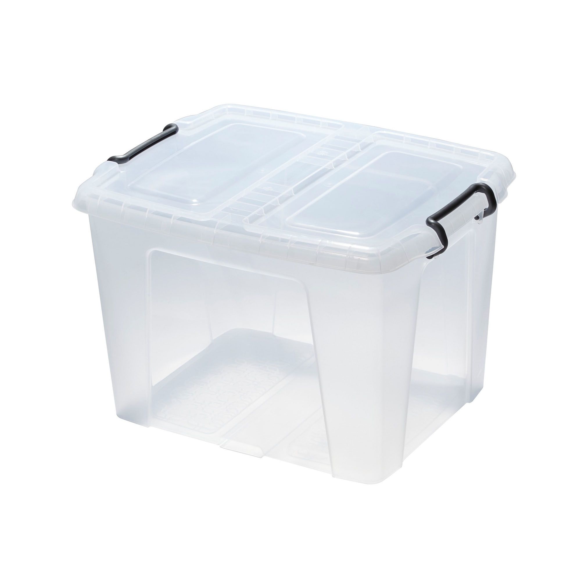 Strata Smart Clear 40L Large Plastic Stackable Wheeled Storage box with Lid