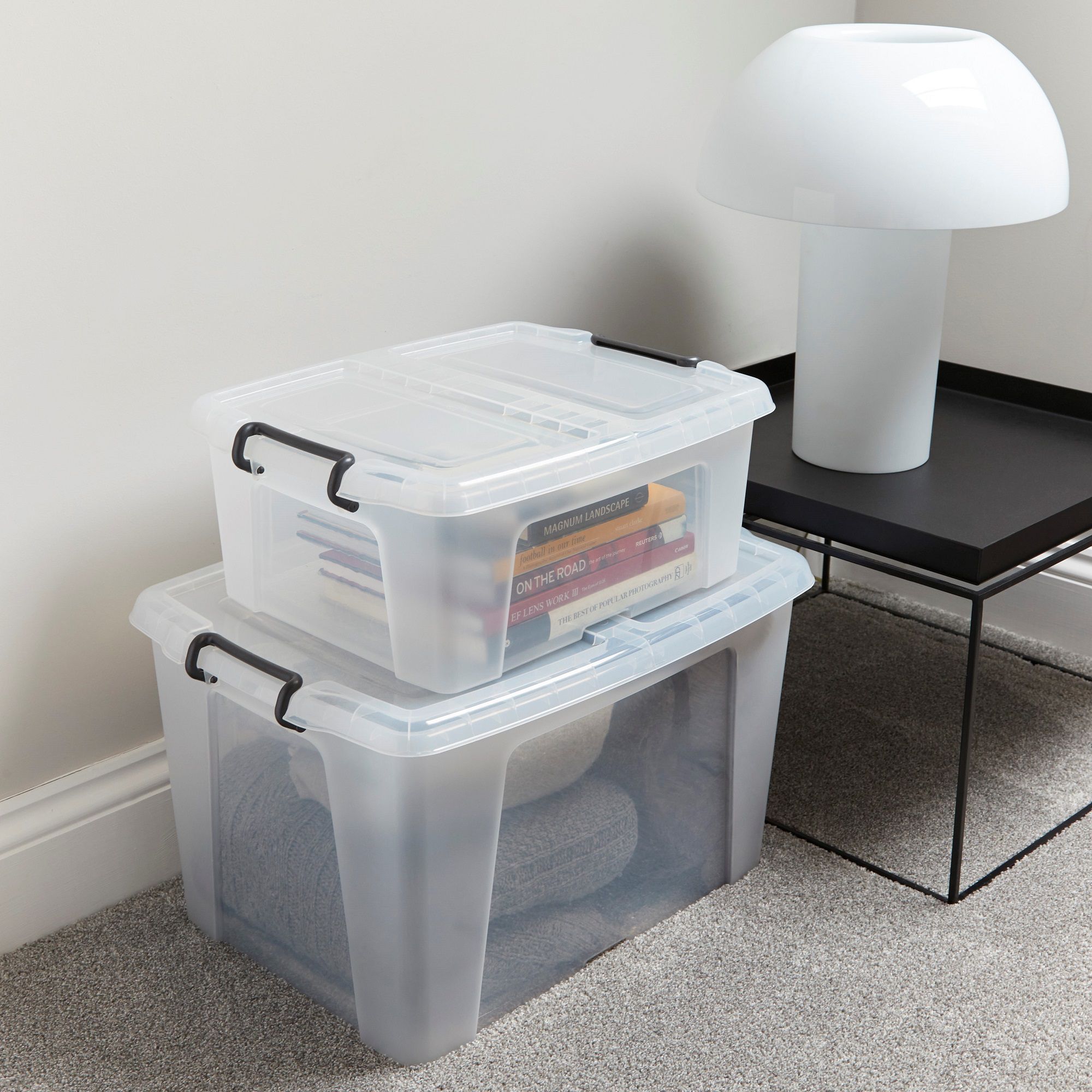 Strata Smart Clear 65L Plastic Stackable Storage box & Lid